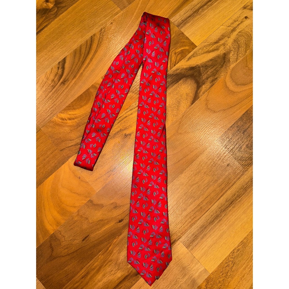Red Silk Necktie Abstract Pattern Made in Italy Men's Fashion Accessory‎ retro